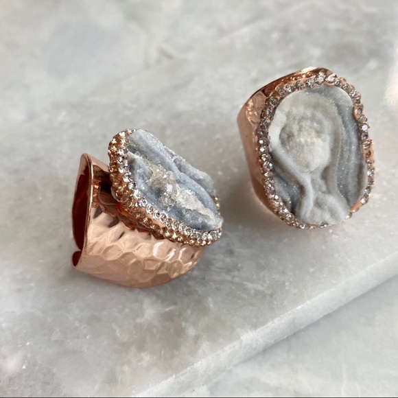 ❗️LAST❗️Rose Gold Druzy Boho Pave Ring - Picture 6 of 8